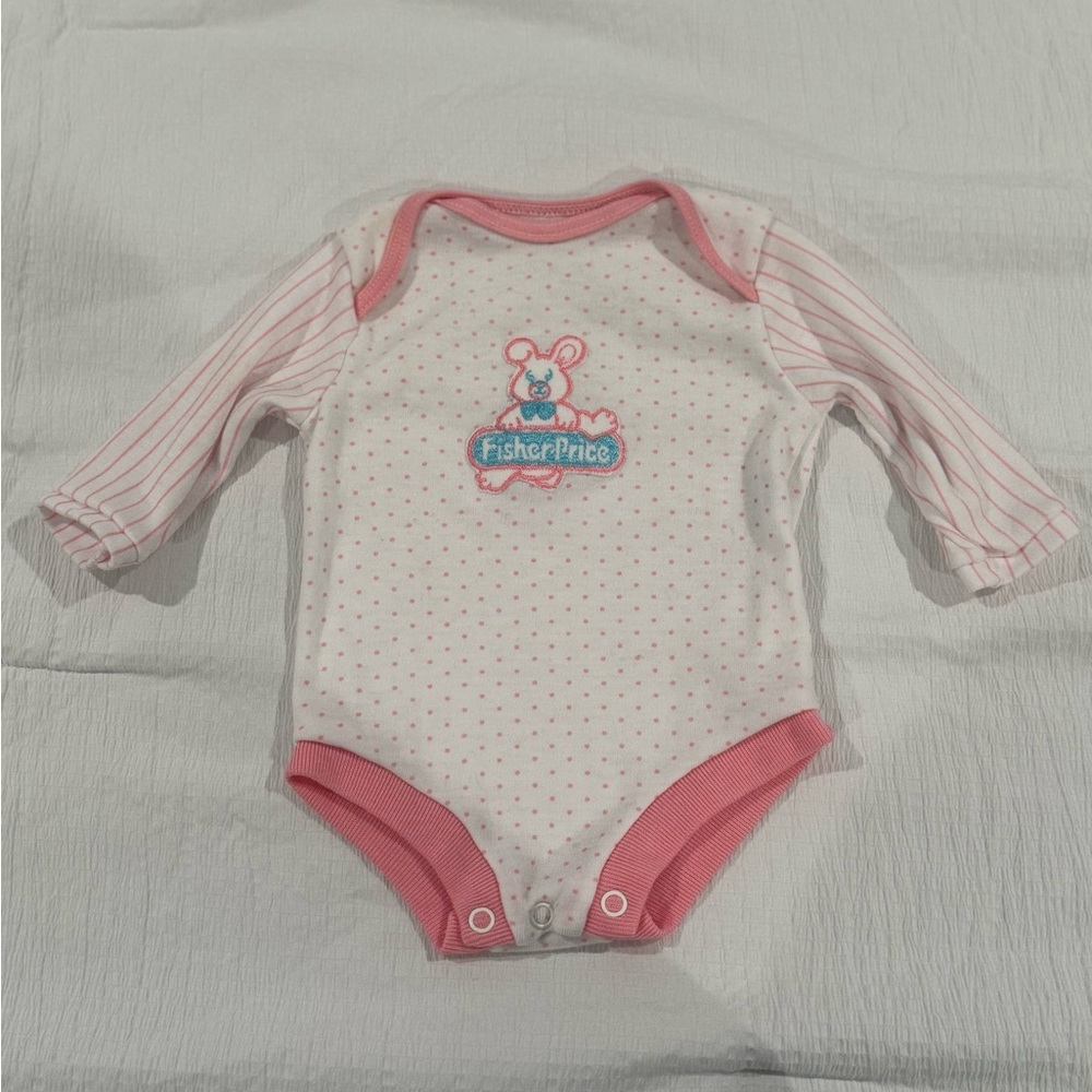 Vintage Fisher-Price Pink and whitePolka Dot Bodysuit